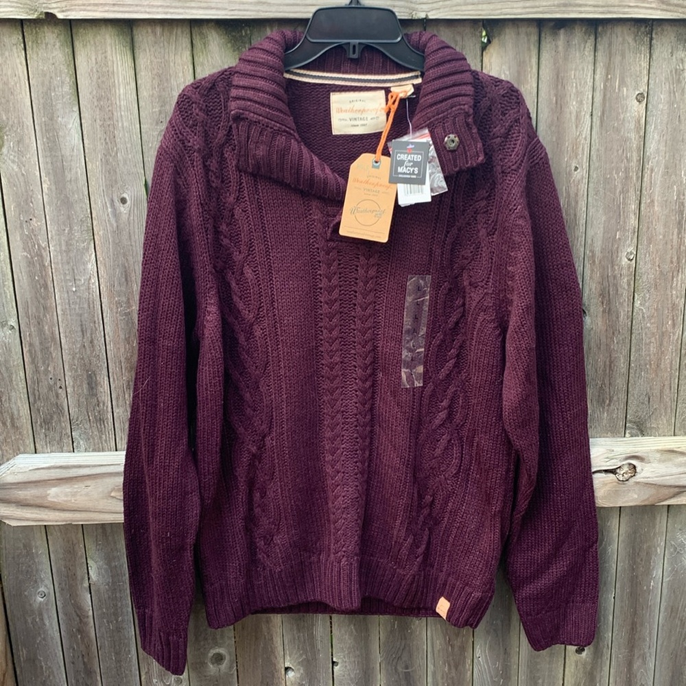 Weatherproof large deep burgundy corded sweater. NWT!